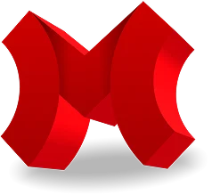 Red abstract letter M logo on a transparent background