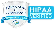 HIPAA Seal of Compliance badge and HIPAA Verified certification by Compliancy Group